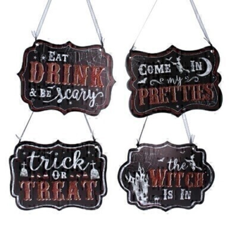 Choice of 4 Wood Halloween Plaque Gisela Graham